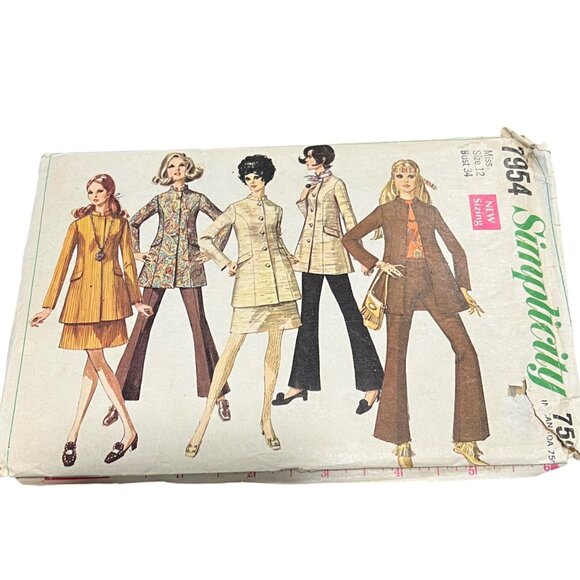 Simplicity 7954 Misses Bell-Bottom Pants & Jacket Sewing Pattern Size 12 Bust 34 - Picture 1 of 4